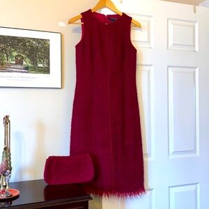 Vintage Kenneth Cole New York • Wool + Mohair Knit Dress with Matching Clutch